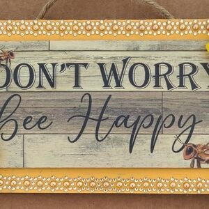 Yellow and Brown 'Don't Worry Bee Happy' Wall Decor